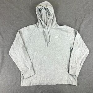 Nike Hoodie Men Medium Heather Gray Swoosh Embroidered Logo Pullover Performance